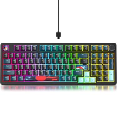 Imagem de Teclado para jogos Guffercty kred 96% com fio e RGB para Mac/Win