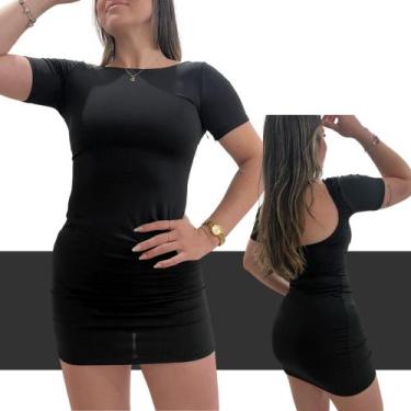 Imagem de Vestido Feminino Curto Colado Manga Curta Tecido Suplex Costa Nua Aber