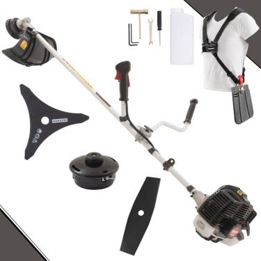 Imagem de Roçadeira KW43-LE Kawashima À Gasolina 2 Tempos 43cc 1,7HP Alta Rotação Cortador de Grama Completo Com Carretel Nylon + Faca 2 Pontas + Faca 3 Pontas