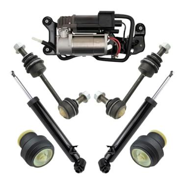 Imagem de TRQ Kit de suspensão a ar traseira, compressor de suspensão pneumática, amortecedor, barra oscilante, estabilizador, link compatível com BMW X5 2014-2018 2015-2019 X6
