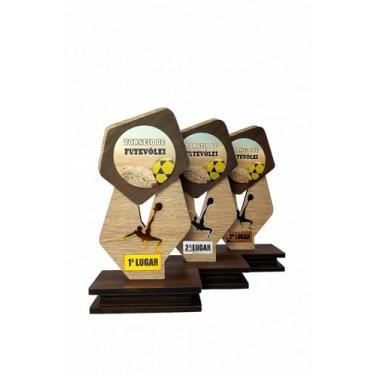Imagem de Kit 6 Troféus futevôlei Design Premium alto acabamento Mdf Acrílico 20cm