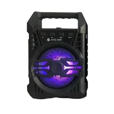 Imagem de Caixa de Som Bluetooth Amplificada KTS-1097 5W Portátil com USB, Rádio FM, TF, TWS, Entrada Mic, Preta – Som Potente p/Ambientes Internos e Externos
