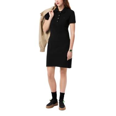 Imagem de Lacoste Vestido feminino piquolo de algodão elástico, Preto, 42