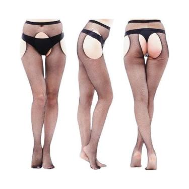 Imagem de Meia-calça Feminina Sexy De Rede Até a Coxa Com Cinta-liga, Opções De 