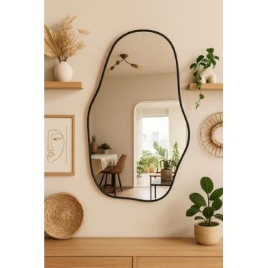 Imagem de Espelho orgânico grande moldura metalizada rose gold, dourado, preto e