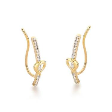 Imagem de Brinco Earcuff com Coração Banhado a Ouro 18k - Atraktiva Jóias