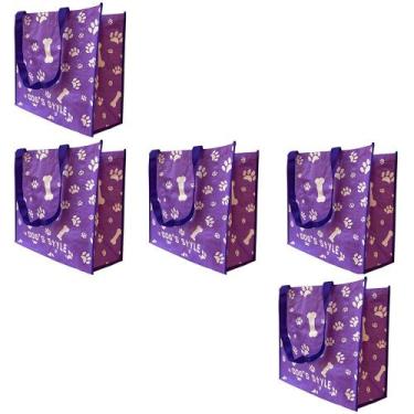 Imagem de Bolsa Ecobag Ecologica Sacola De Ombro Kit 5 Uni Compras Mercado Dobra