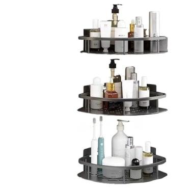 Imagem de SUPORTE PARA SHAMPOO PARA USO NO BANHEIRO NA PAREDE De Alumínio Suporte Organizador Multiuso(3PCS A（preto）)