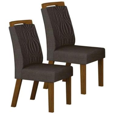 Imagem de Conjunto 2 Cadeiras de Jantar Ilhéus Linho Chumbo Pés em Madeira Leife