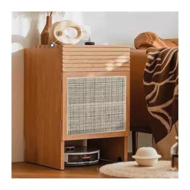 Imagem de YANIR-137 Organizador de vassoura de armário de armazenamento para sala de estar de madeira maciça varrendo robô prateleira armário de armazenamento varredura e esfregão prateleira de armazenamento de