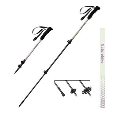 Imagem de Naturehike 1 peça de fibra de carbono 3K mastro de trekking dobrável e telescópico 3 seções ultraleve para mulheres e homens, mastro de caminhada, viagem, mochilão, acampamento (branco-roxo/120 cm)