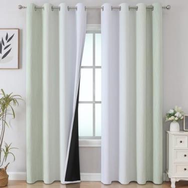 Imagem de Cortinas Blackout Estelar Textiler Verde Sálvia/Branco acinzentado