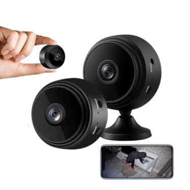 Imagem de Kit 2 Mini Câmeras Espiã Wifi HD Portátil Sem Fio Visão Noturna Gravador de Voz Suporta Cartão Babá Eletronica Camêra de Segurança