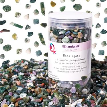 Imagem de EZhandcraft Lascas de cristal de ágata musgo 0,9 kg (2400+ peças) – Cristais naturais de 5-8 mm para cascalho de aquário, substrato de terrário, cobertura suculenta, fabricação de joias e presentes