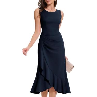 Imagem de Vestido de noite Aupuls Aupg015 azul marinho para convidados de casame