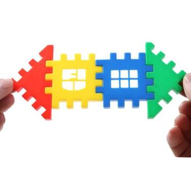 Imagem de 160pcs DIY Puzzle infantil bloco de plástico Spellers House Storage Bo