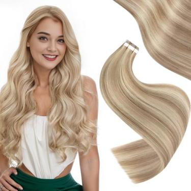 Imagem de Tape On Hair Extensions Easyouth Human Hair Blonde 50 g 20 unidades