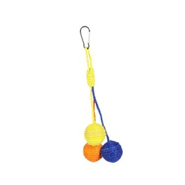 Imagem de ShengQuanHao Brinquedo para Gatos, Bola de Sisal, Brinquedo Interativo para Pendurar, Brinquedo para Gatos Que Brinca Sozinho, Morde, Presente para Animais de Esti, Amarelo Laranja Azul