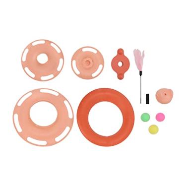 Imagem de HEEPDD Brinquedo para toca-discos de gato, brinquedo para gatinho, quebra-cabeça de prática interna de 4 níveis com proteção contra quedas rosa