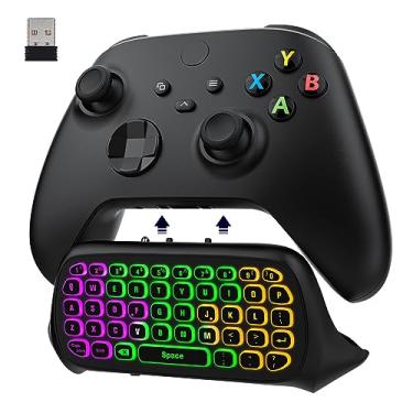Imagem de MoKo Teclado retroiluminado RGB para controle Xbox One, Xbox Series X/S, teclado sem fio com receptor de 2,4 G e conector de áudio de 3,5 mm, teclado de mini jogo acessórios para Xbox One/One