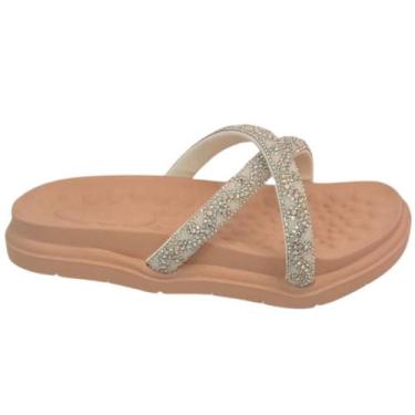 Imagem de Sandália Feminina Nuvem Plataforma Tira Strass Brilhante Elegante Pedr