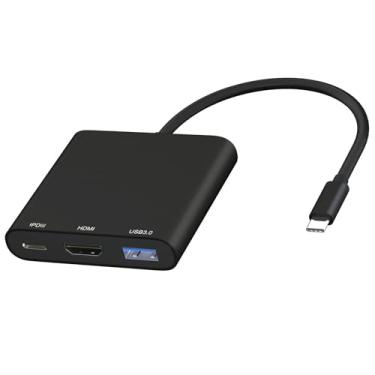 Imagem de Adaptador USB HUB HDMI, adaptador multiportas USB C para HDMI com 100 W PD na porta de carregamento + porta USB 3.0 Estação de ancoragem USB-C, dongle multiportas tipo C compatível com iPad Pro