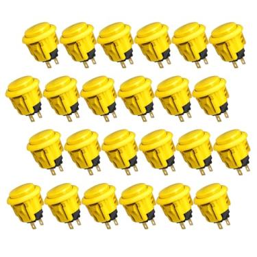 Imagem de QANBA D-lite Arcade Button Original Buttons Snap-In Joystick Arcade Buttons for DIY arcade machines 24mm Push button switch(Boxed） (24mm Yellow（EL11) 24 Pcs)