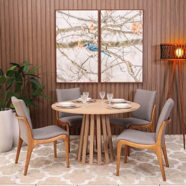 Imagem de Kit Mesa De Jantar Redonda 120cm Gabi Jade Com 4 Cadeiras Garbo Cinza Escuro