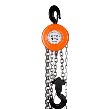 Imagem de Talha Manual 1 Tonelada com Corrente 3m – Elevação Segura e Robusta para Oficinas, Indústria e Construção Civil, Cor Laranja/Preto, Resistência Profissional