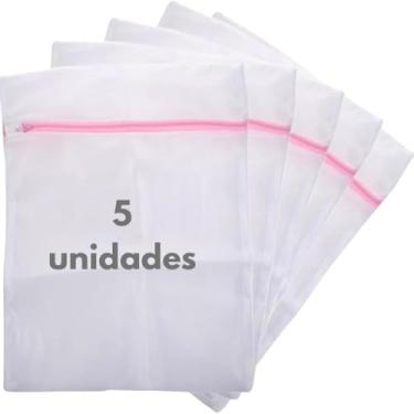 Imagem de Kit de 5 Sacos para Lavar Roupas 30x40 cm – Nylon Durável, Zíper Seguro, Proteção Total para Delicadas e Diárias (Maquina e Secadora)