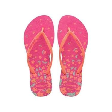 Imagem de Chinelo Havaianas Slim Visuals Floral Feminino (Rosa, BR, Adulto, Faixa Numérico, M, 33, 34)