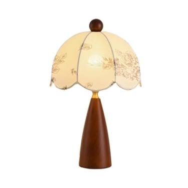 Imagem de Abajur de cabeceira Abajur de mesa madeira retrô para quarto, abajur tecido com três cores que mudam cor