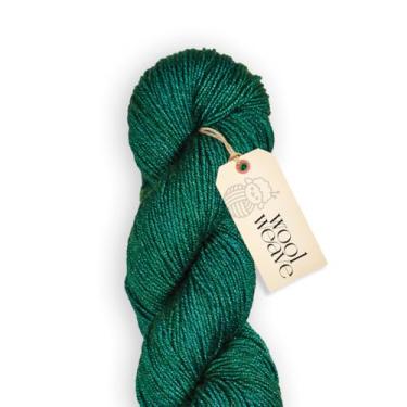 Imagem de Woolweave Fio de seda merino – Mistura luxuosa tingida à mão de 75% lã de merino e 25% seda – Peso DK, novelo de 100 g, 200 jardas – fio macio, brilhante e elegante para tricô e crochê