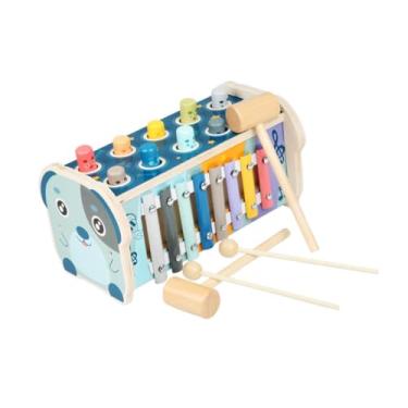 Imagem de Esquirla Placa de atividades de brinquedo de martelar e bater com xilofone, habilidade fina, educacional, banco de xilofone de 8 notas para meninos