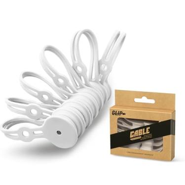 Imagem de Xuuza Cord Braçadeiras Pacote com 10 Unidades, Organizador de Cabos de Silicone Branco Suporte Magnético para Cabos Enrolador de Correia Borracha Braçadeiras Magnéticas para Geladeira Torradeira Forno