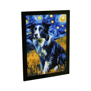 Imagem de Quadro Decorativo Cachorro Cão Na Noite Estrelada De Van Gogh V3 Decoração Poster Quarto Sala