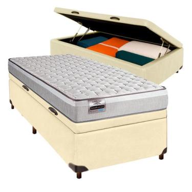 Imagem de Cama Box Bau Bege Solteiro + Colchão Molas Ensacadas - Inducol