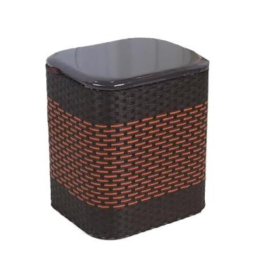 Imagem de Banqueta de armazenamento Otomano de armazenamento, banquinho de vime feito à mão para descanso de pés, troca de sapato, caixas de brinquedos de armazenamento versáteis que economizam espaço para quar