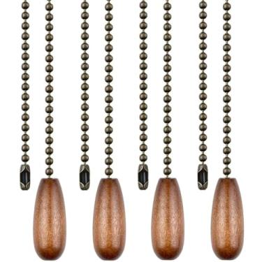 Imagem de Vinaco 4 peças de corrente de puxar de madeira para corrente de ventilador de lâmpada de teto (nogueira), 91 cm