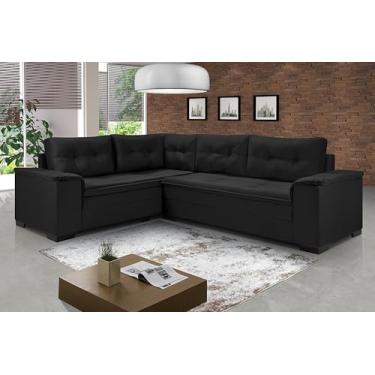 Imagem de Sofá Viena Canto Fixo Suede Living Casa Imperial (PRETO 381)