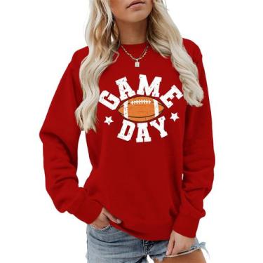 Imagem de Moletom feminino HuangMingYi Game Day Football Fan vermelho GG