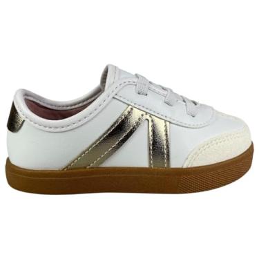 Imagem de Tenis Casual Infantil Menina Molekinha Baby Calce Facil (Branco/Dourado, Pequeno, BR, Criança de 1 a 3 anos, Numérico, 22)