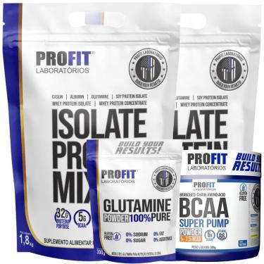 Imagem de 2X WHEY ISOLADO 1,8KG l 1X GLUTAMINA PURA 300G l 1X BCAA 300G SUPER PUMP l PROFIT-Unissex