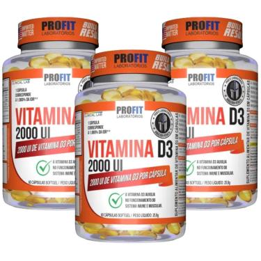 Imagem de 3X VITAMINA D3 2000UI 60 CÁPSULAS PROFIT-Unissex
