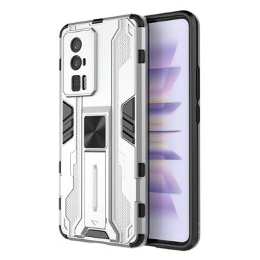Imagem de SORAKA Capa para Xiaomi POCO F5 Pro 5G com suporte Capa de proteção resistente para Xiaomi POCO F5 Pro 5G Capa com placa de metal para suporte magnético para carro Capa Silm Fit