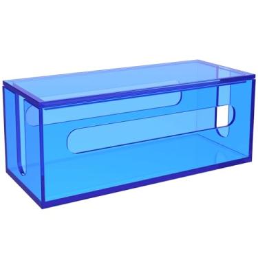 Imagem de Caixa de gerenciamento de cabos, caixa organizadora de cabos de acrílico, caixa de armazenamento para esconder fios, azul