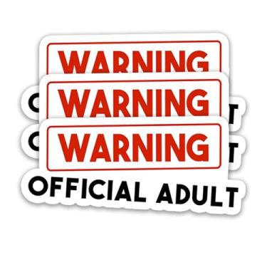 Imagem de 3 adesivos engraçados de aniversário de 18 anos de 21 anos – Aviso oficial adulto – decalques de vinil humor para celebração de jovens adultos, decorações de festa de formatura, álbum de recortes