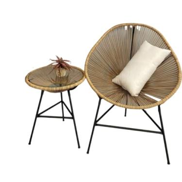 Imagem de Jogo Cadeira Mesa de Centro Fibra Sintética Decoração Área Externa (1 Acapulco+Mesa Centro Palha)