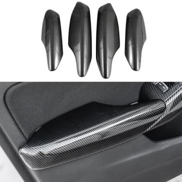 Imagem de YINGTUU para Honda Civic 11ª geração 2022 2023 2024 2025 2026 acessórios carro painel de porta interna alça apoio braço tiras decalques proteção capa - estilo fibra de carbono