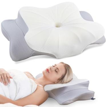 Imagem de Travesseiro cervical de pescoço para alívio da dor no pescoço – travesseiro cervical de espuma de memória, travesseiro ortopédico de suporte de pescoço, travesseiro lateral refrescante para dormir de